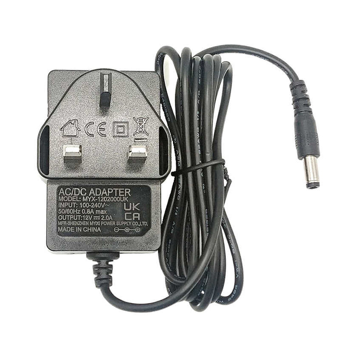 12V 2A Power Supply Adapter for Compatible Yale CCTV Units - 1.5m Lead - Black