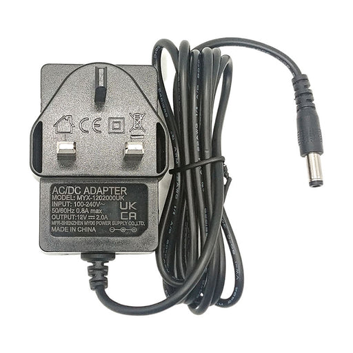 UK 12V 2A 24W Power Supply Adapter 5.5mm x 2.1mm Plug 100-240V - 1.5m Cable