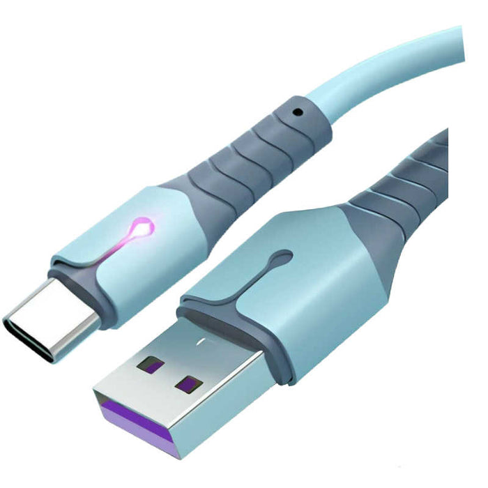 USB 2.0 Male to USB-C (Type C) 20AWG, 3A Fast Charger Data Cable, With LED