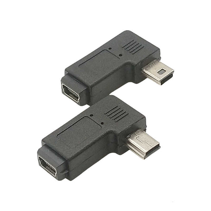 1Pair Right & Left 90 Degree Mini 5Pin USB Male Angled to Female Extended Adapter