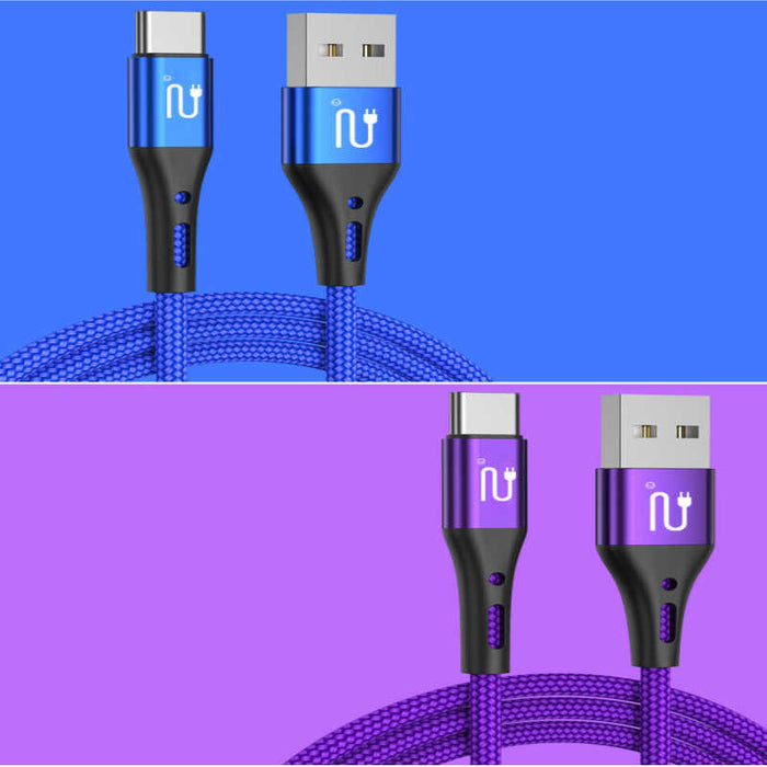 Braided USB 2.0 Male to USB-C (Type C) 20AWG, 3A Fast Charger Data Cable